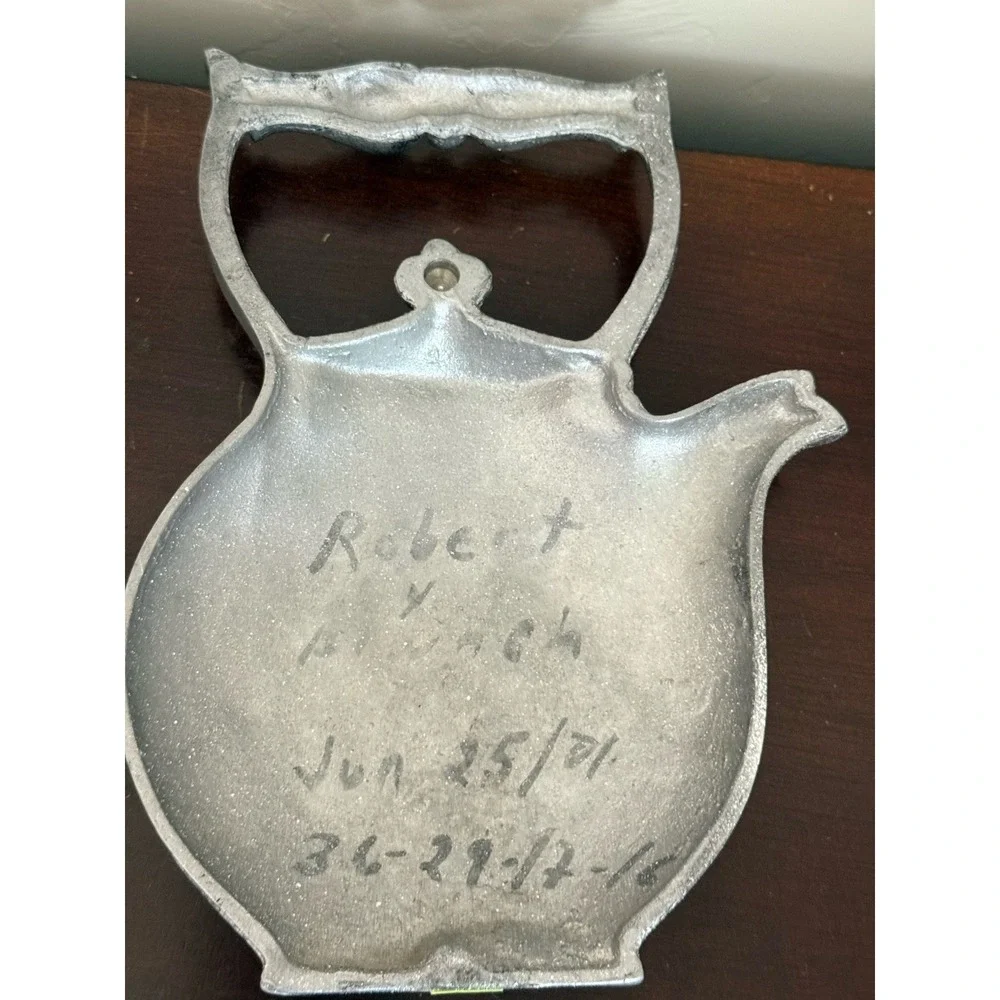 Vintage Pewter decorative‎ hanging teapot Wall Mount Flower Pattern 9.5
